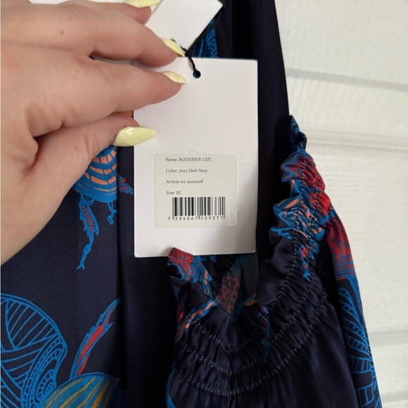 Rodebjer blue silk cold shoulder midi dress - size XL NWT - Picture 6 of 6